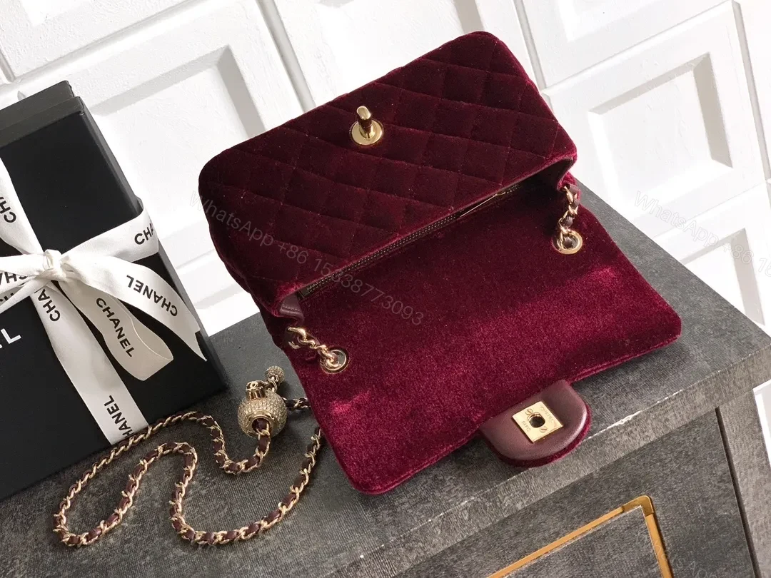 View 6 of Velvet Burgundy Bag: Rich Chain, Gold Hardware, Luxe Everyday