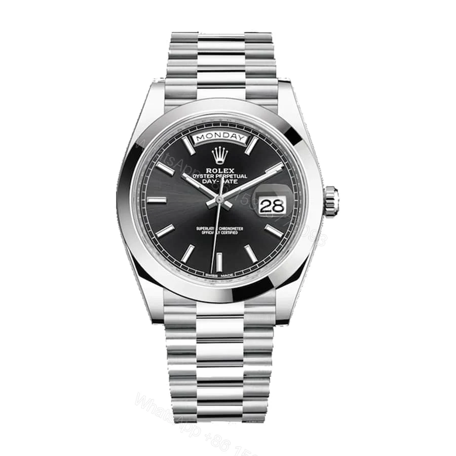 Rolex Day-Date 36 128239 Super Clone : 36mm White Gold Diagonal Black Dial — view 1