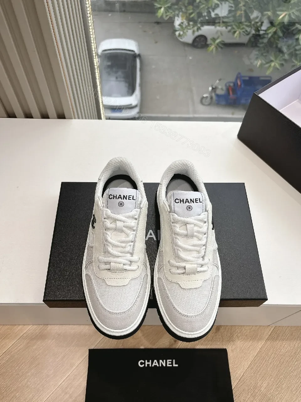 View 2 of White Luxe Sneaker: Premium Mesh, Classic Detailing, High-Top Style