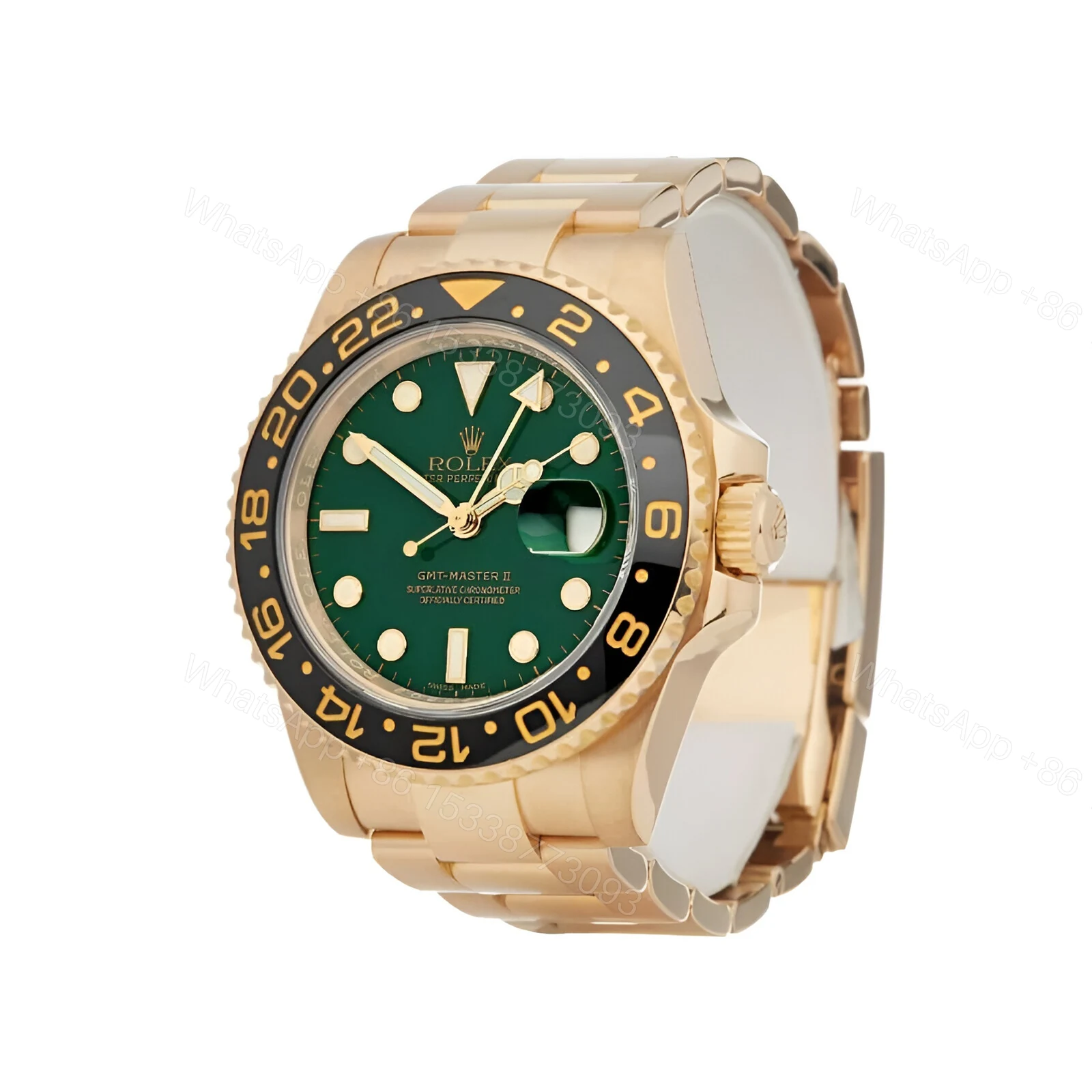 View 3 of Rolex GMT-Master II 11678LN Yellow Gold Green Dial oyster Replica