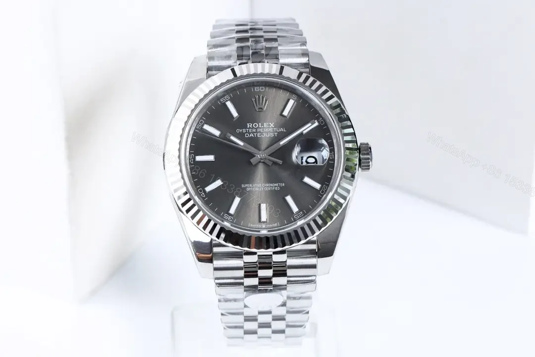 Rolex Datejust 41 Stainless Steel Fluted Jubilee Dark Rhodium Grey Dial 126334-0014 — view 1