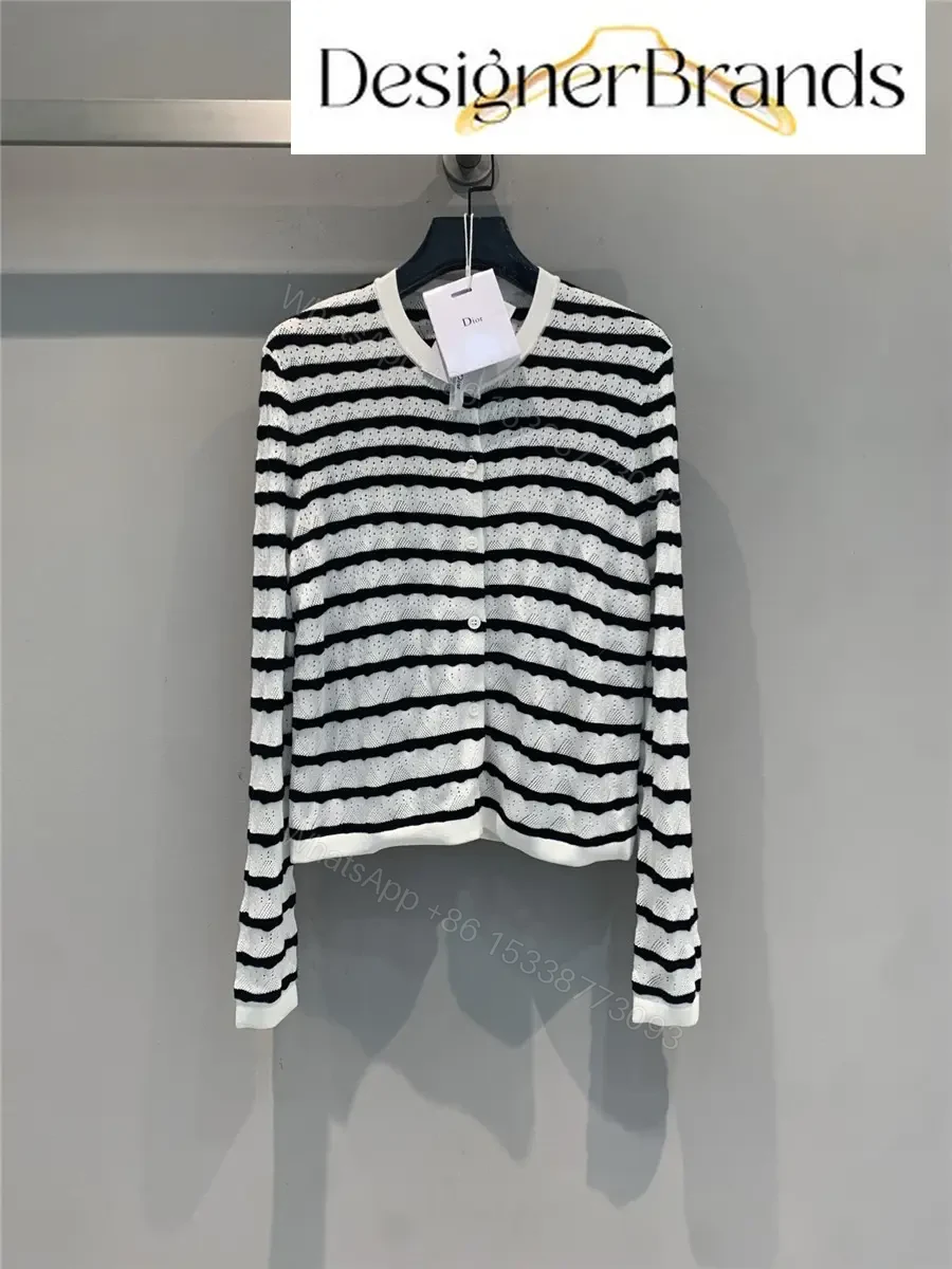 Dior Mariniere Twinset Striped Knit Cardigan — view 1