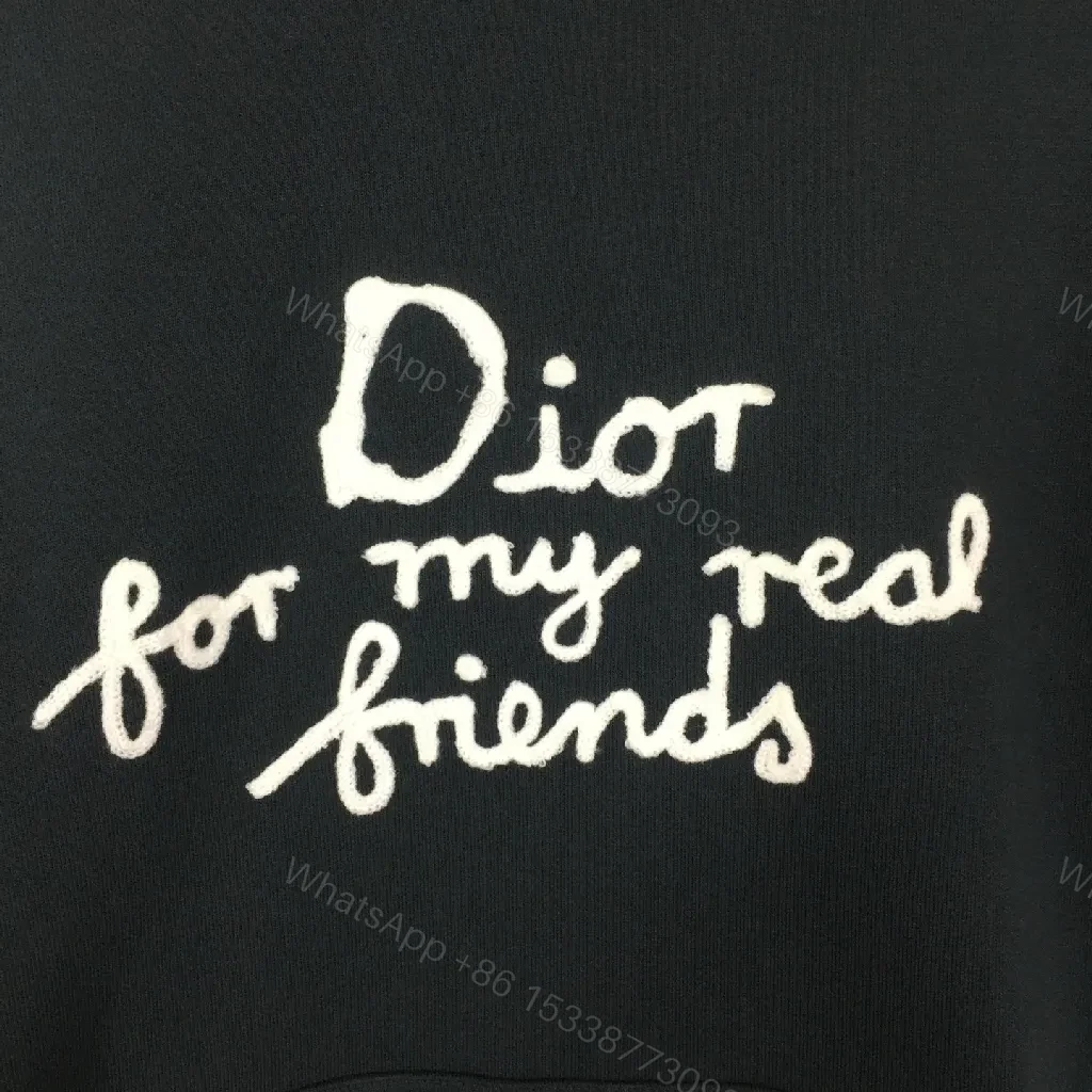 View 7 of White-on-Black Luxury Hoodie with Scripted Logo