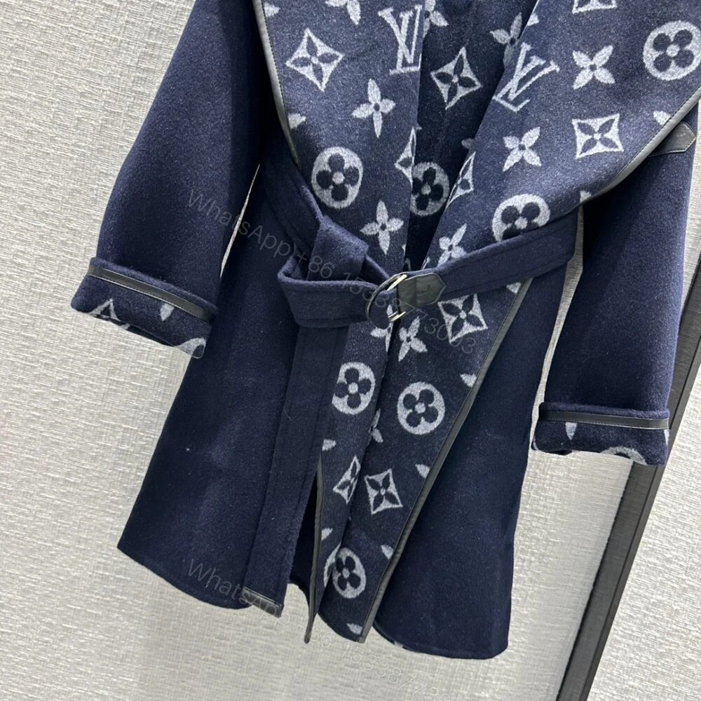 View 6 of Louis Vuitton Classic Monogram Wool Blue Coats