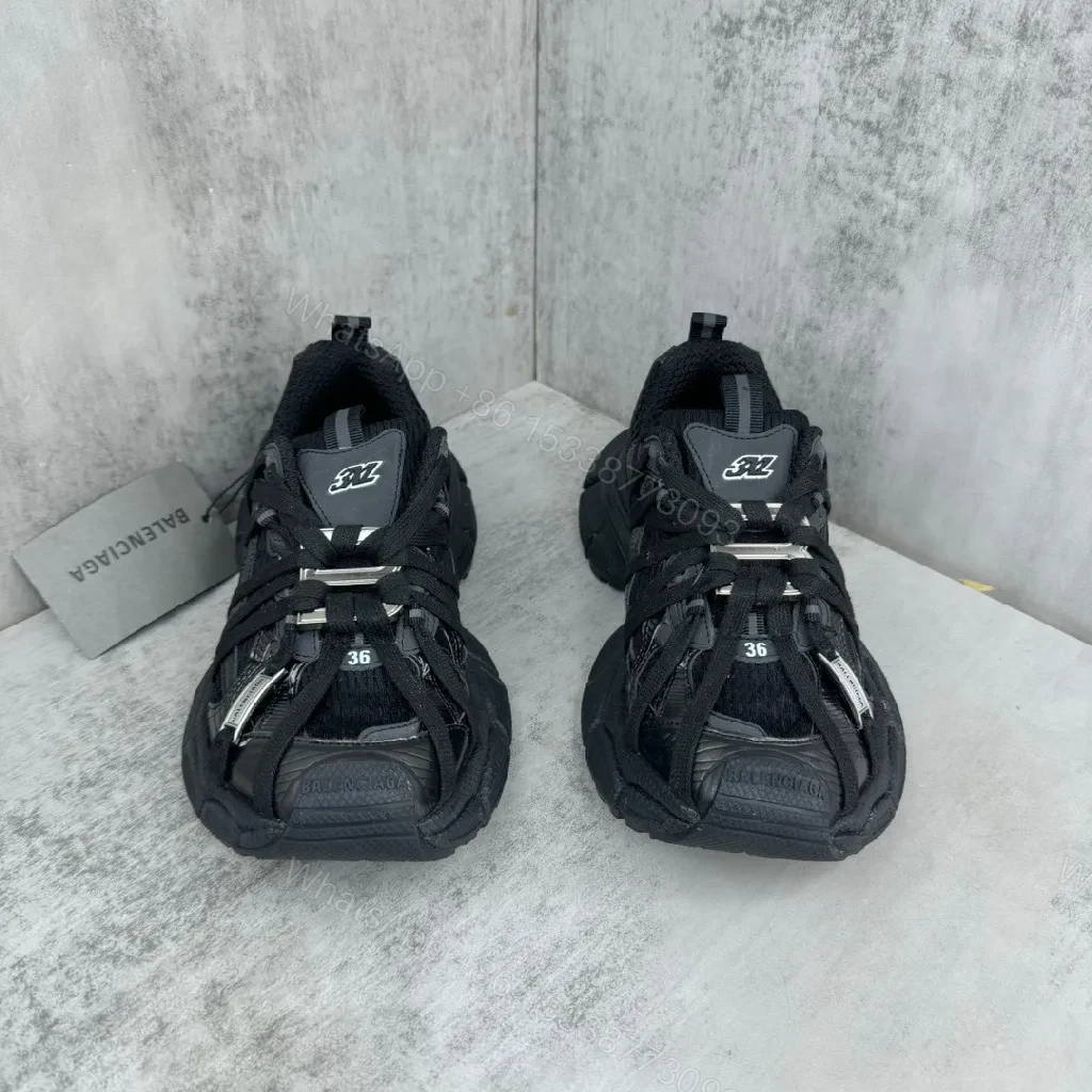 View 2 of Black Premium Knit-Upper High-Tops with Straps and Hardware