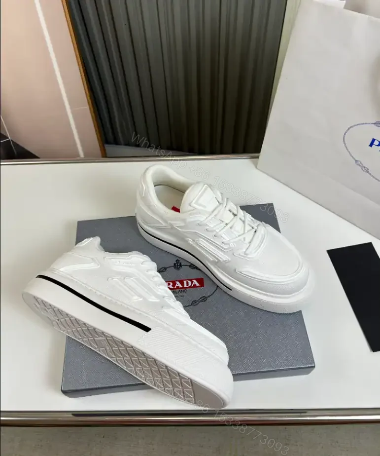 View 2 of PRADA MACRO RE-NYLON AND BRUSHED LEATHER SNEAKERS – PRD061