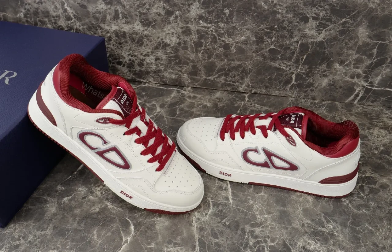 View 2 of White Leather Burgundy-Accent Sneakers: Luxe Comfort, Sporty Chic