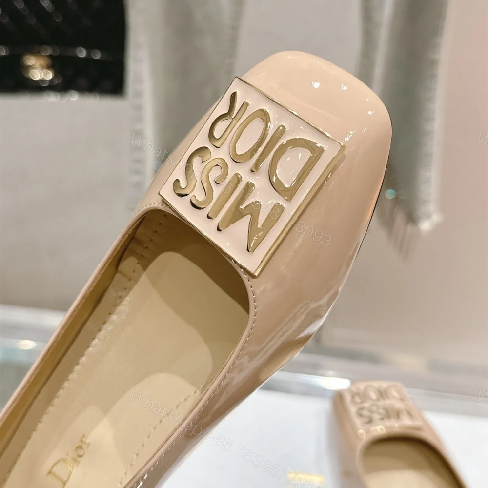 View 6 of 高仿Dior*Miss系列KCB268方頭LOGO金屬扣膚色單鞋免檢版