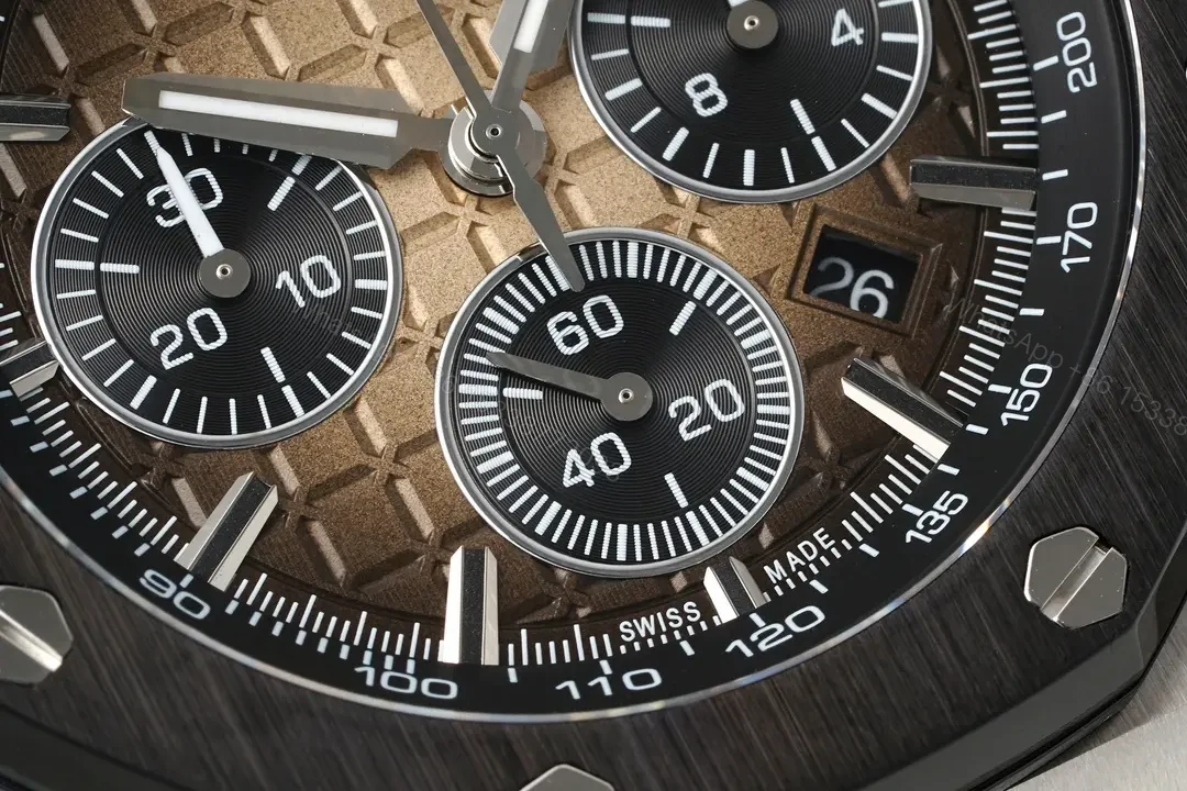 View 5 of 8F Factory Audemars Piguet Royal Oak Offshore 26420 Desert Yellow Smoked Dial Watch with Beige Strap