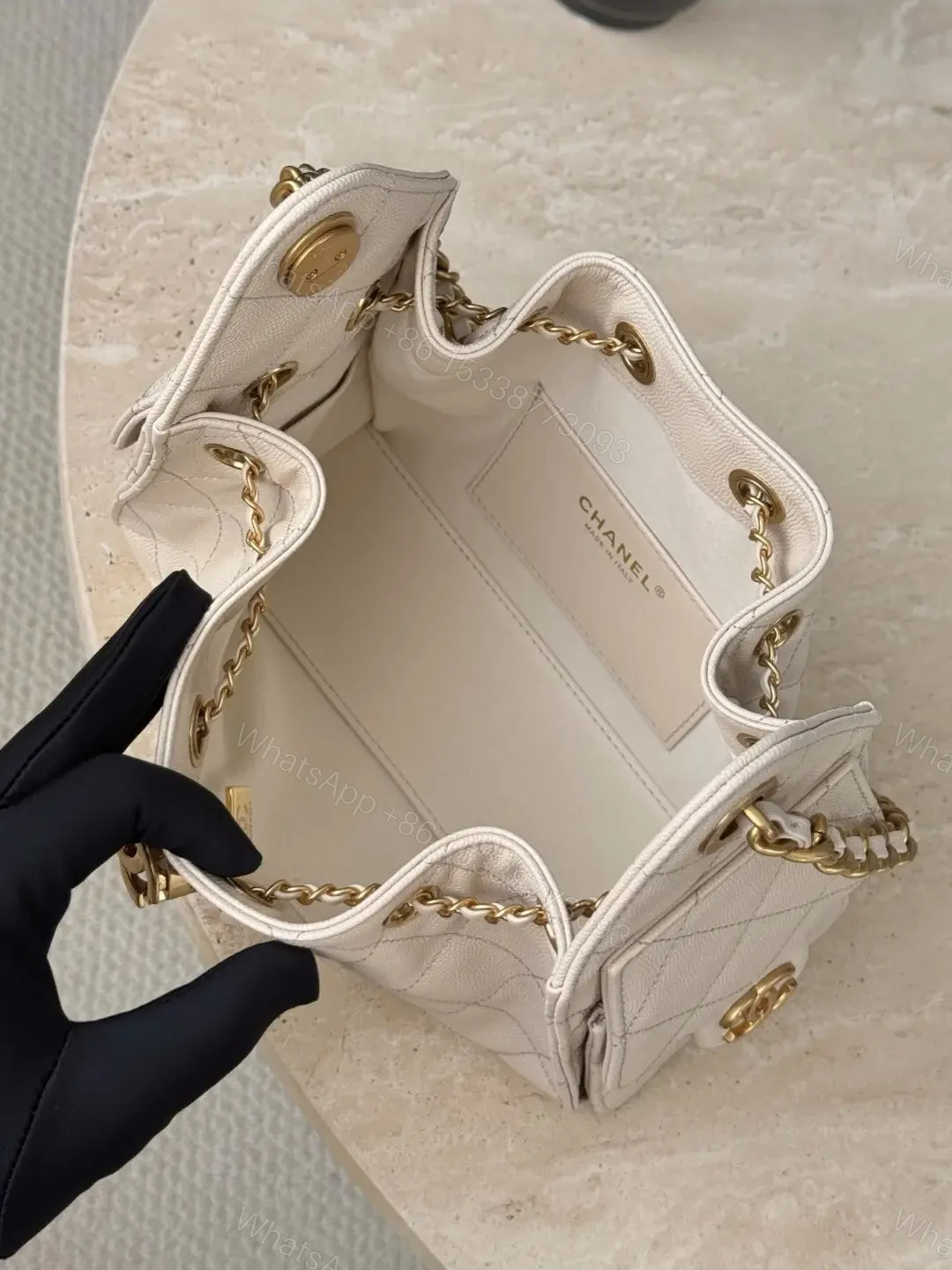 View 4 of CHANEL 25 MINI SIZE BEIGE WITH GOLD HARDWARE