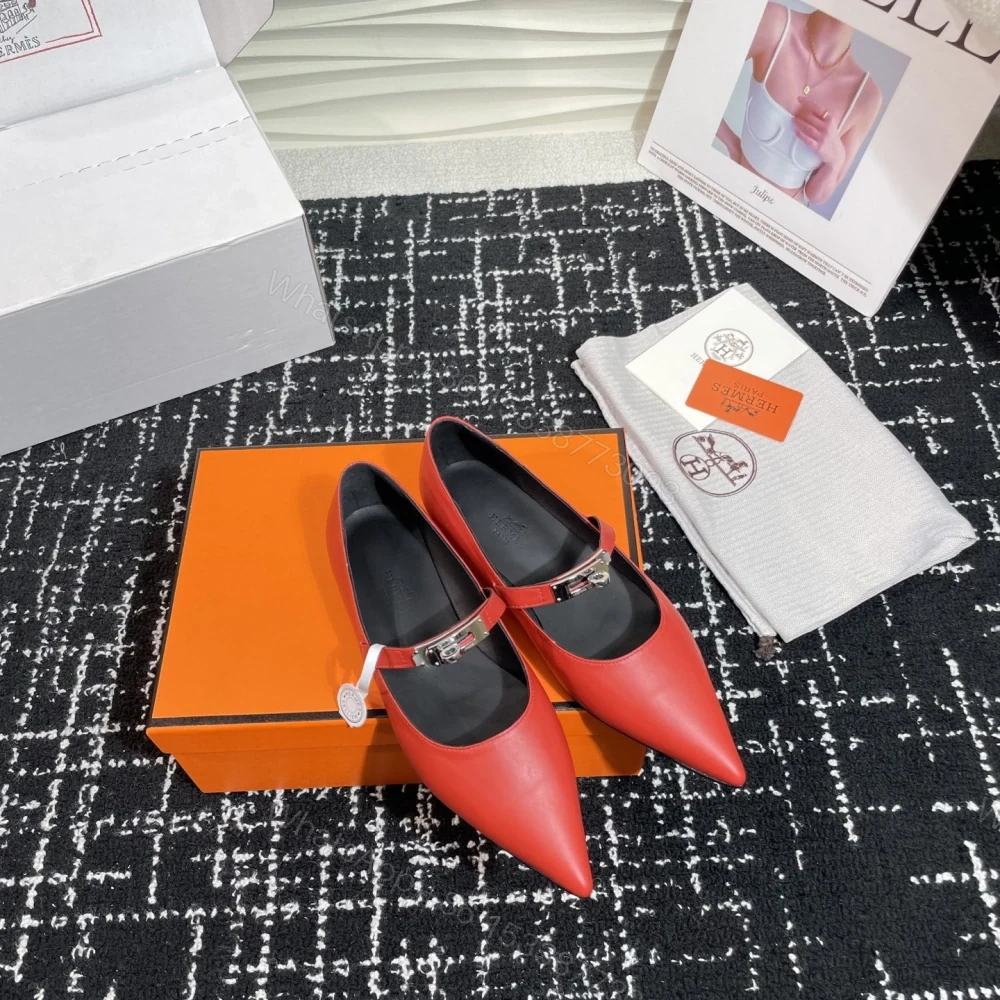 View 5 of 高仿Hermes*Kelly系列H251002Z06小牛皮休閒單鞋紅色免檢版