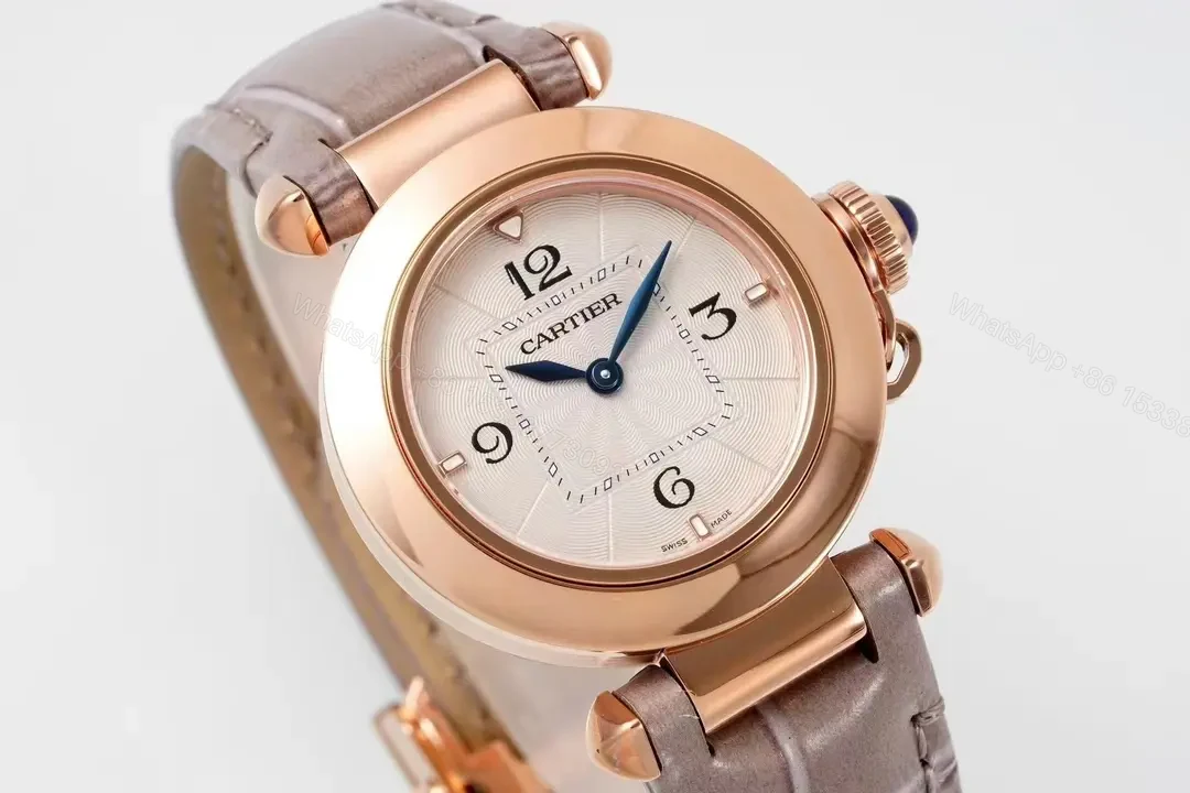 View 2 of GF Factory Cartier Pasha de Cartier Women’s Watch, Rose Gold, 30mm, Leather Strap, QuickSwitch System