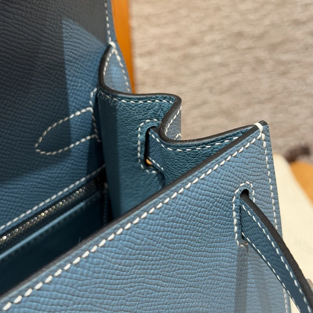 View 13 of 高仿Hermes*Kelly28系列H043130EP7C牛仔藍銀扣牛皮純手工