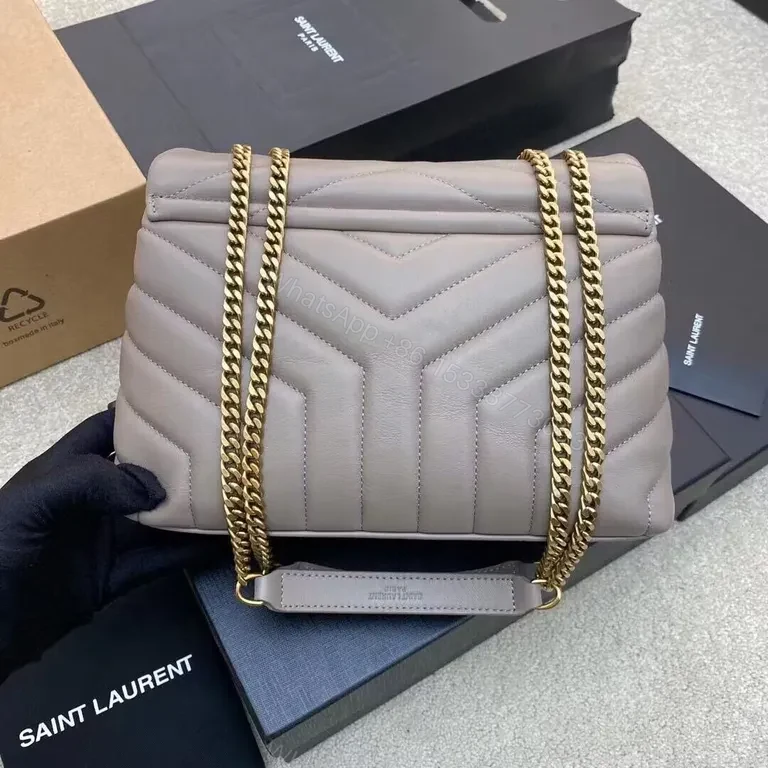 View 4 of Soft Taupe Quilted Saint Laurent Shoulder Bag: Everyday Luxe