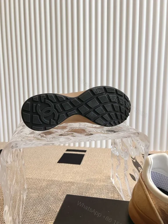 View 3 of Chanel-Inspired Suede & Metallic Mesh Sneakers