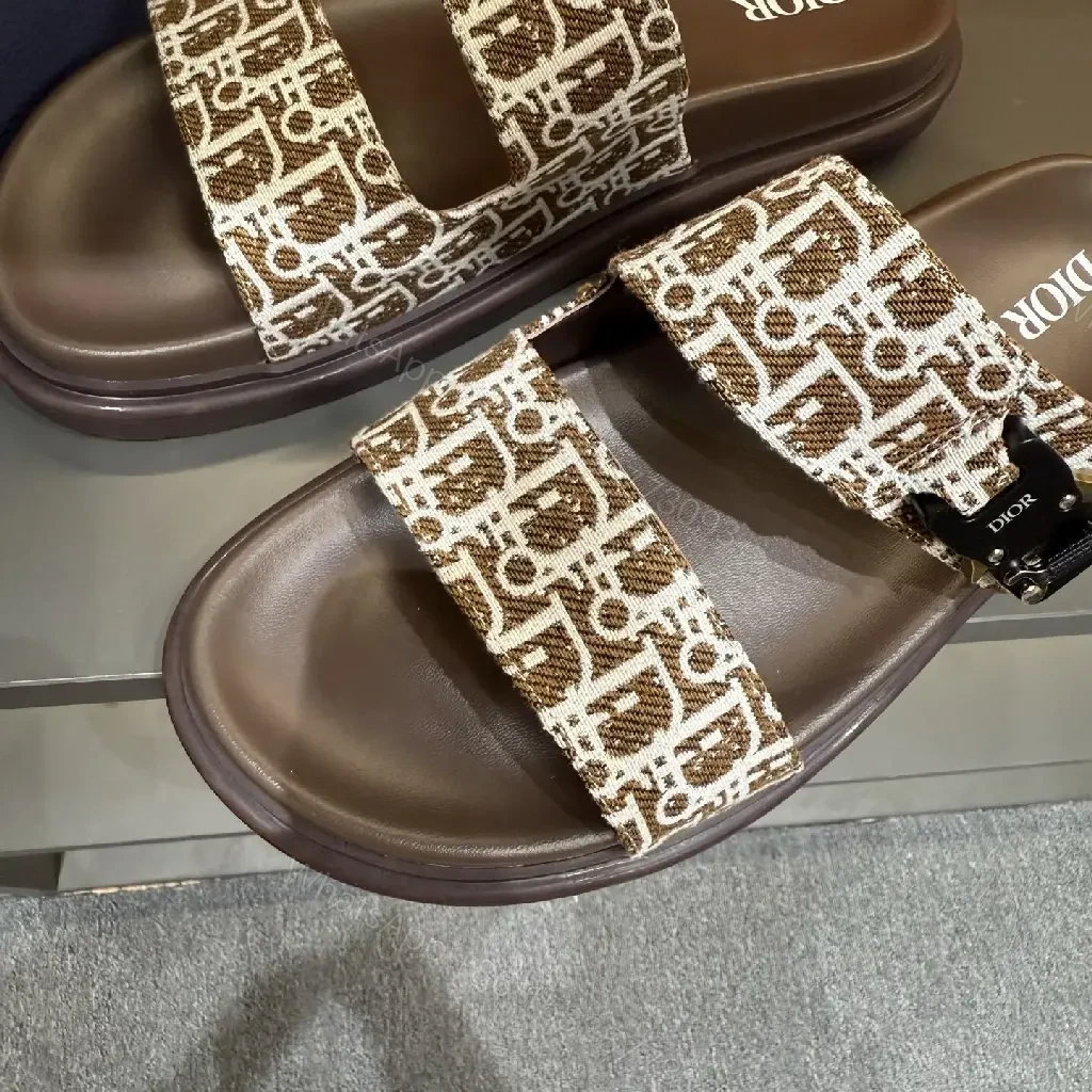 View 2 of Textured Strap Slides: Luxury Comfort Footwear