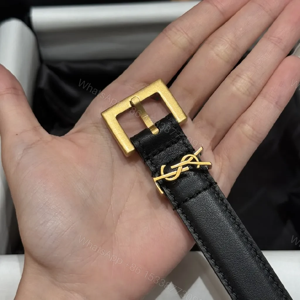 View 9 of Elegant Black Leather Belt with Gold Hardware Belts: Luxury, Subtle Logo
