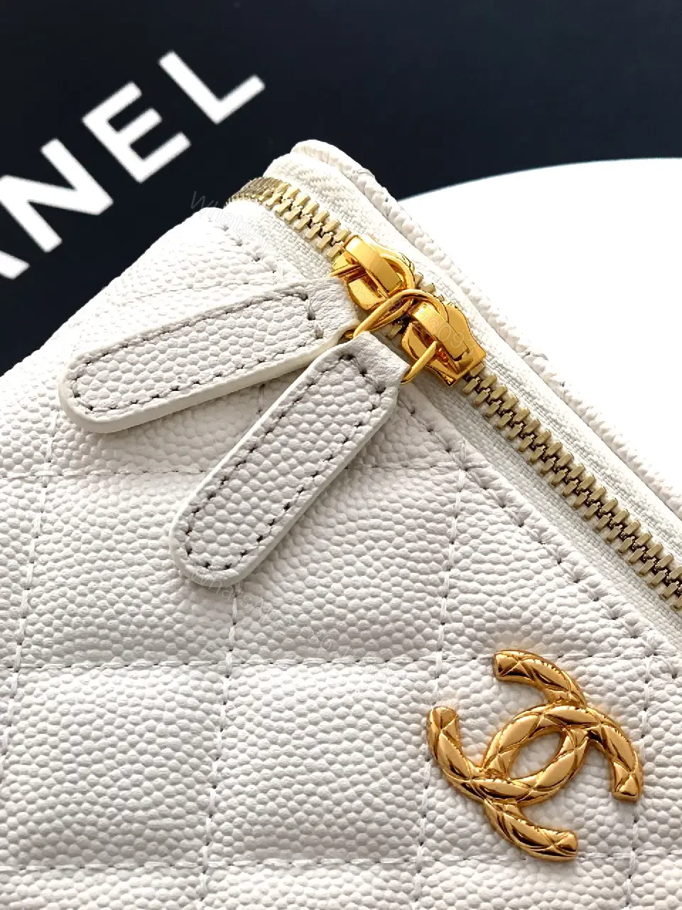 View 9 of white quilted leather bag with chain strap for everyday luxury