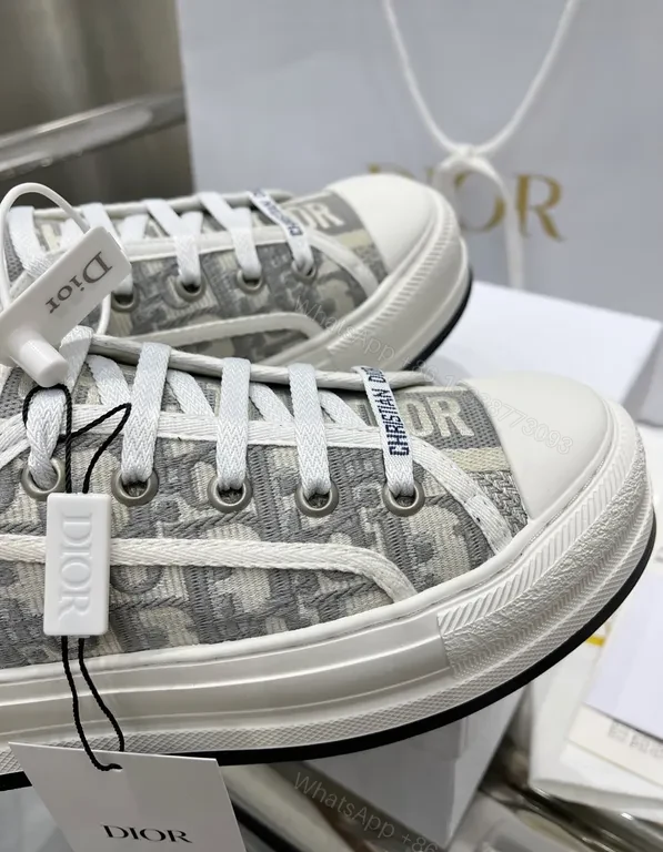 View 3 of Gray Micro-Patterned Dior Sneakers: Subtle Luxury Comfort