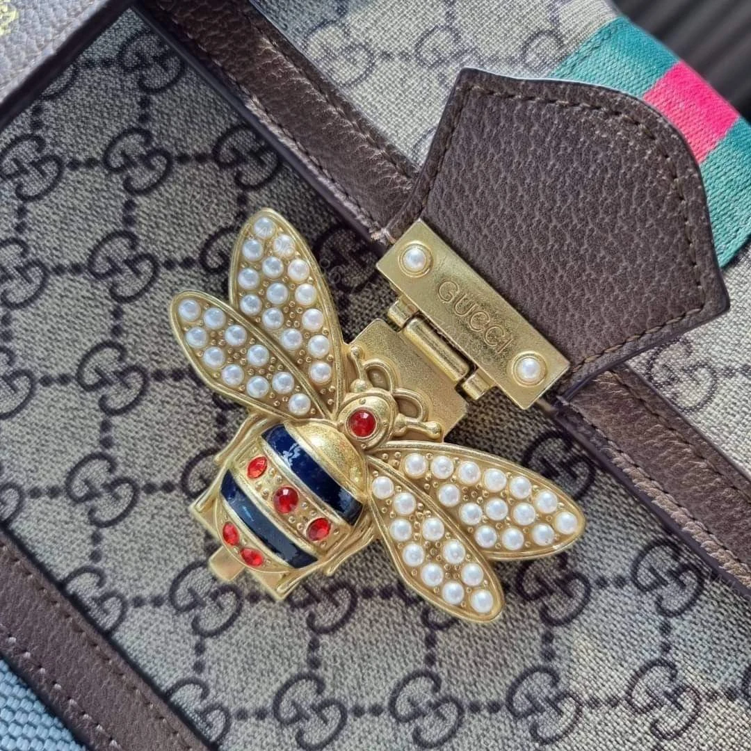 View 3 of Gucci Queen Margaret Leather Handbag