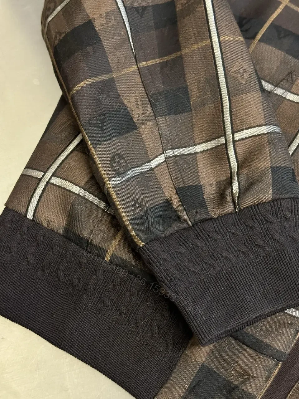 View 9 of Bold Checkered Hoodie Jacket – Luxe Logo Streetwear Comfort