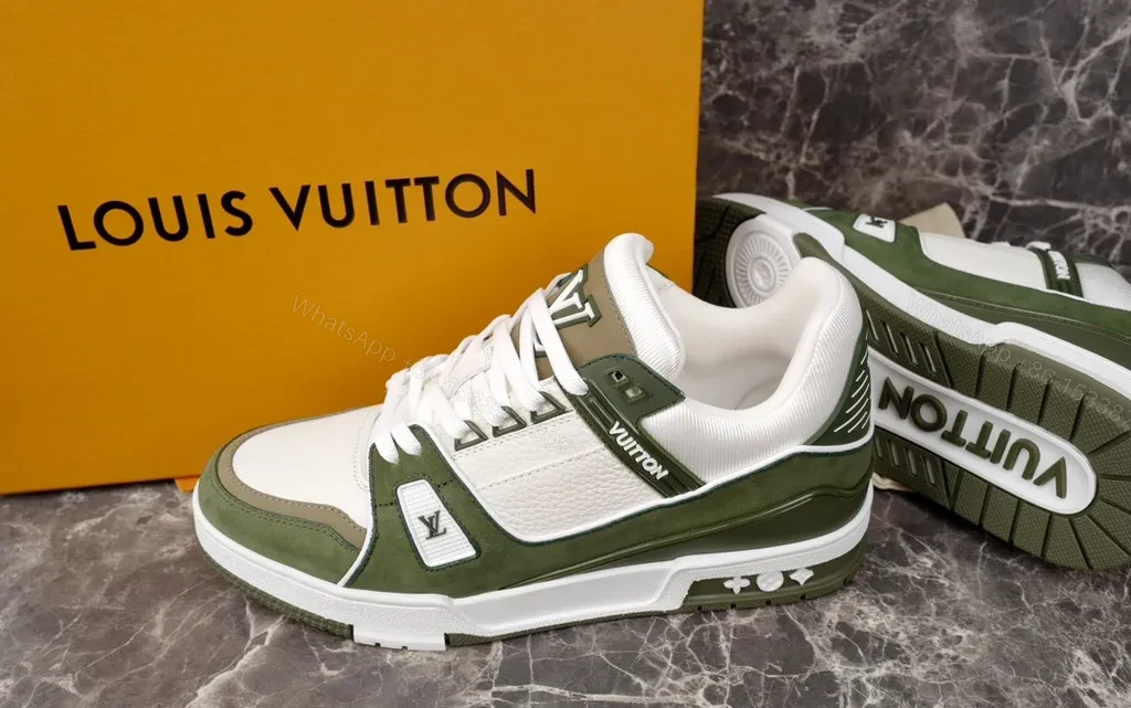 View 8 of White Olive LV-Style High-Tops: Leather, Suede, All-Day Comfort