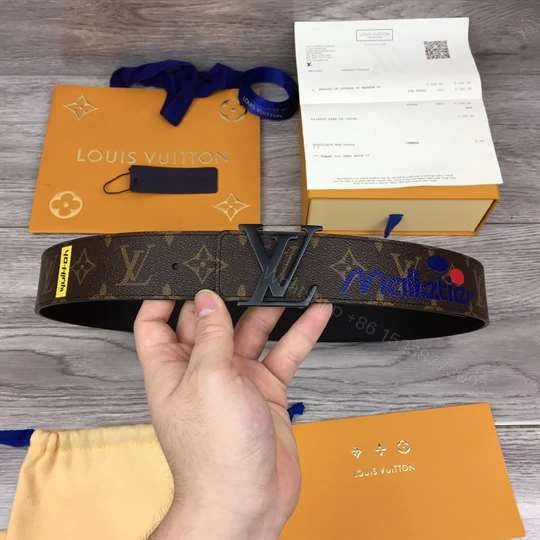 View 2 of LOUIS VUITTON LV INITIALES BELT MONOGRAM LOGO STORY 40MM BROWN – B129