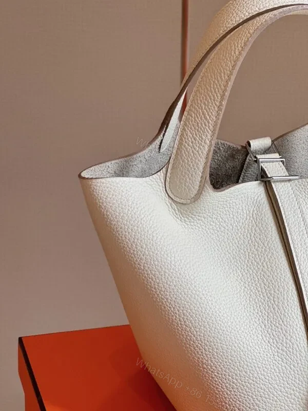 View 2 of HN 18 White Togo Leather Sliver Hardware