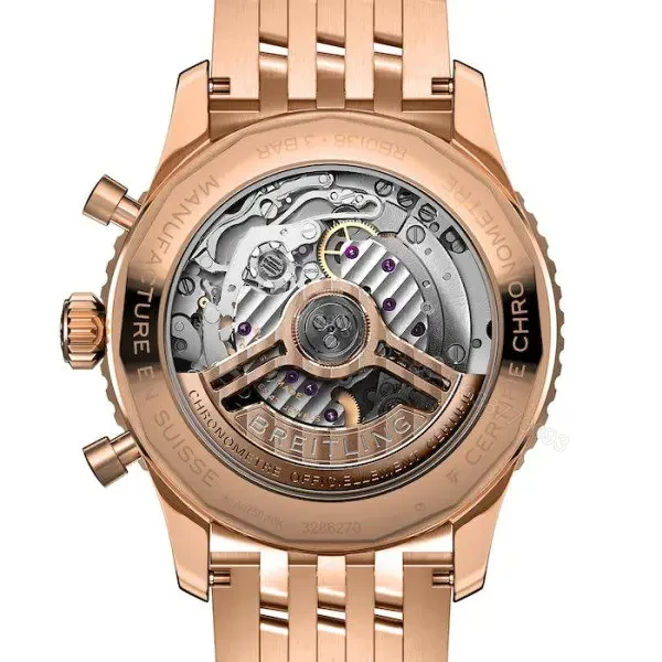 View 4 of Replica Breitling Navitimer Men Automatic Black 18ct Rose Gold Watch RB0138211B1R1