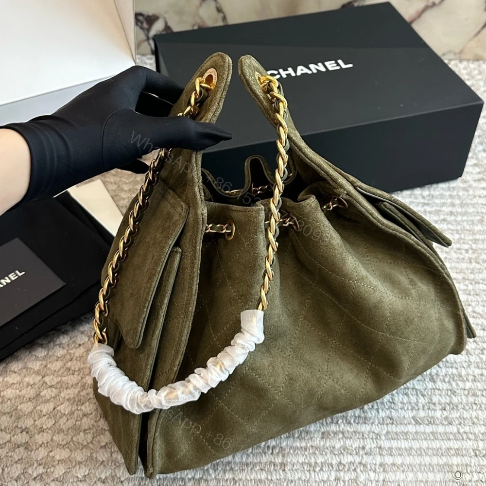 View 4 of Chanel Small 25 Handbag Gold Tone Metal Khaki 26Cm