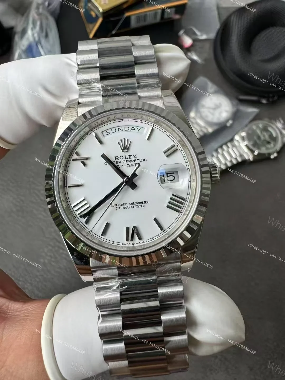 View 6 of Rolex Day-Date M228239-0046 1:1 Replica White Roman Dial 40MM 3255 Movement Presidential Bracelet Super Clone Watch