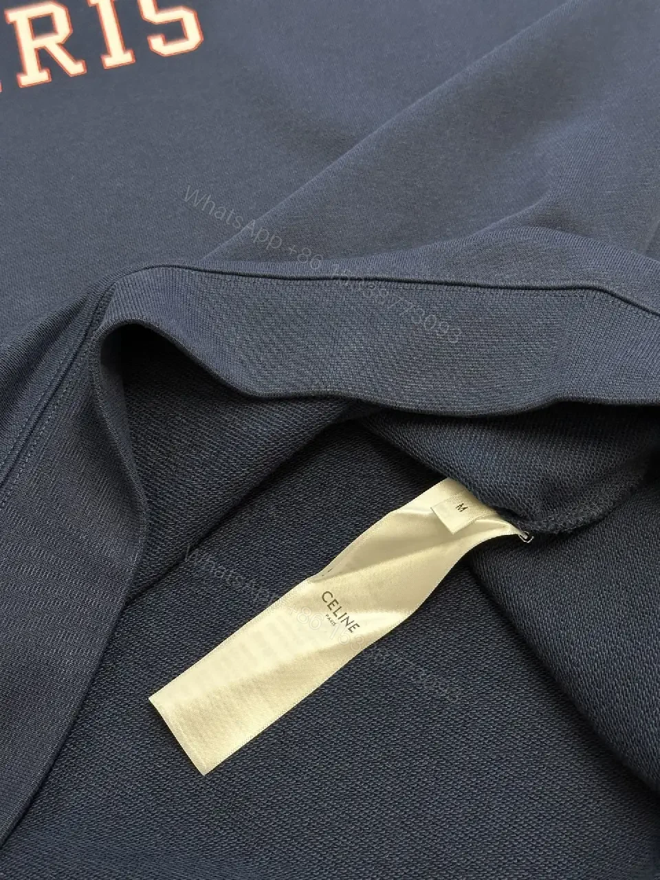 View 8 of Dark Navy Cotton Blend Crewneck Sweatshirt with Emblem