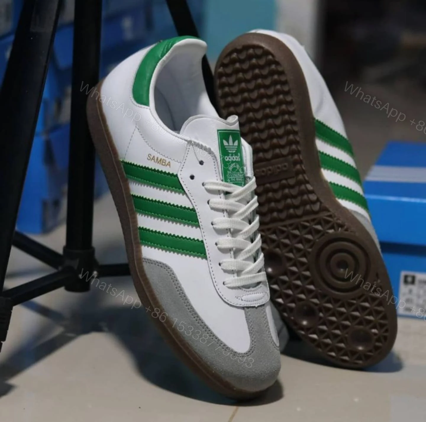 View 4 of First Copy Adidas Samba “White Green”