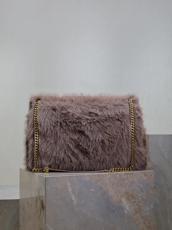 View 7 of Luxuriously Faux Fur Satchel: Gold-YSL Hardware Bag