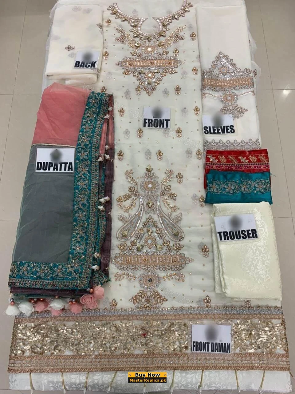View 2 of Maria B Off White Wedding Suit Master Replica 2020