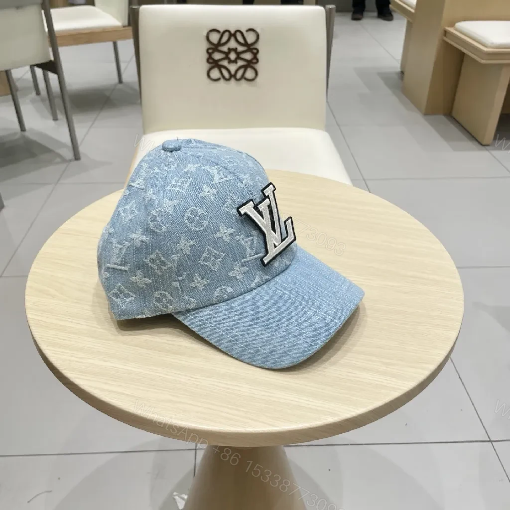 View 4 of Denim-Luxe Monogram Cap: Subtle Luxury Cap