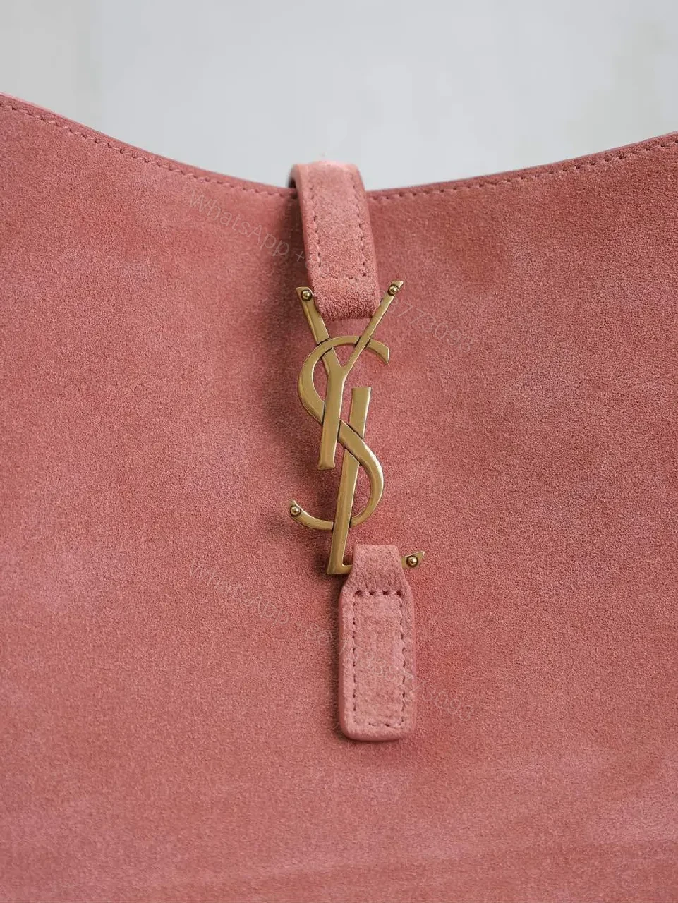 View 9 of Soft Suede Shoulder Bag - Rose + Suede + Everyday Luxe + YSL Hardware + Shoulder Bag