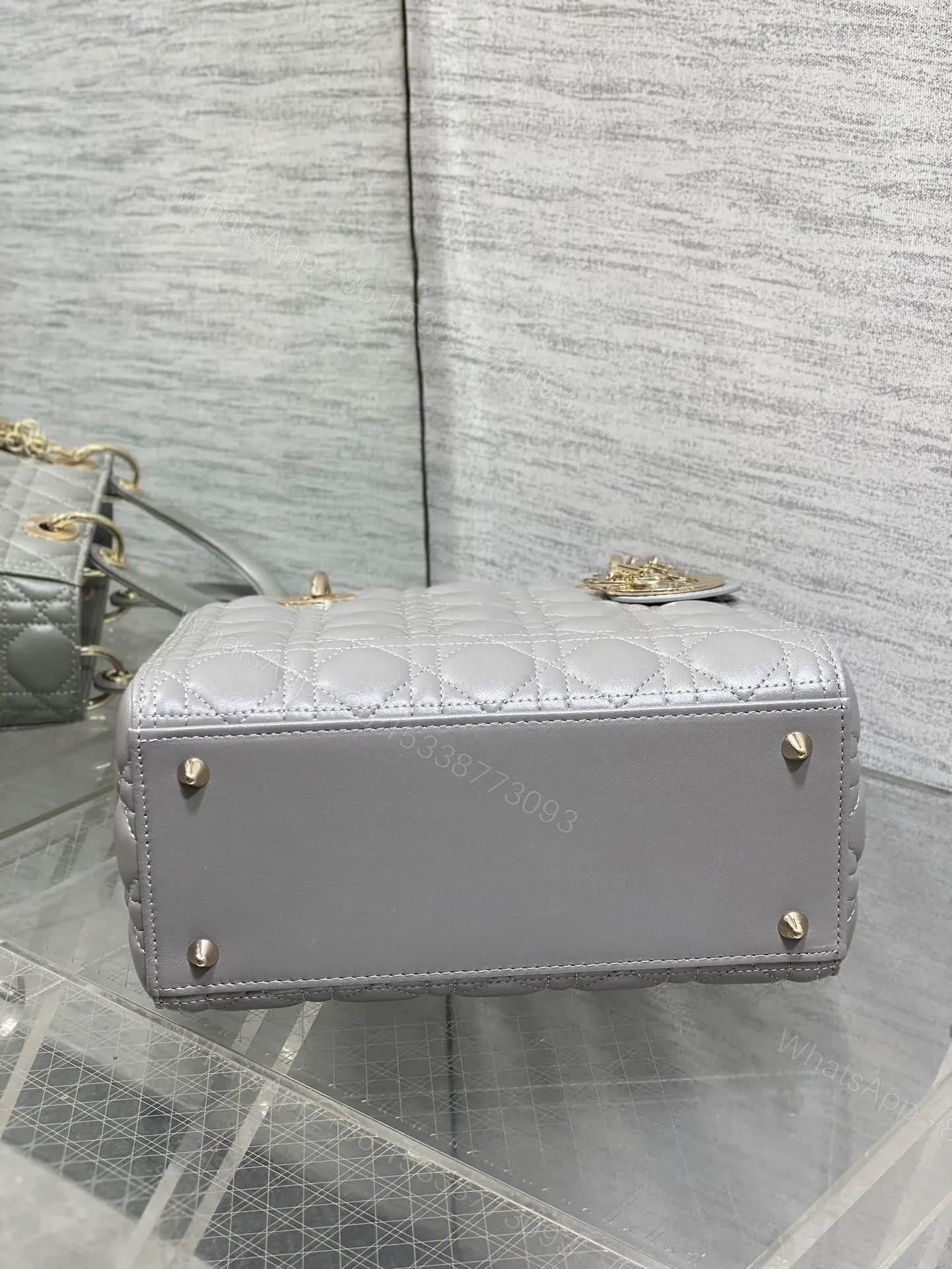 View 6 of Dior Medium Lady in Grey Gold Hardware