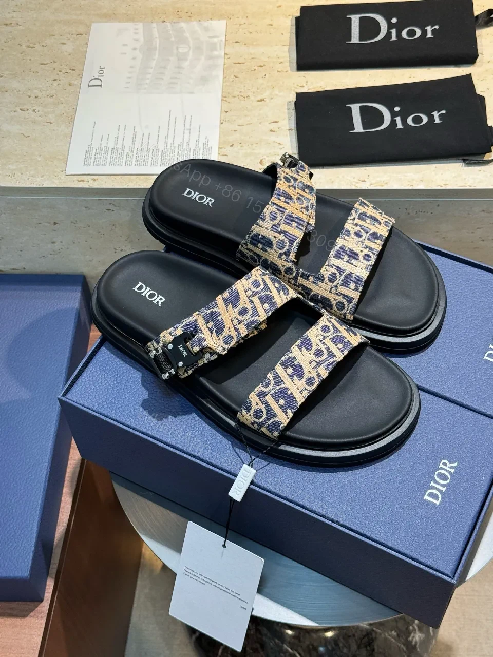 Tan Monogram Sandals: Cushioned Straps, Adjustable, Casual Luxury — view 1