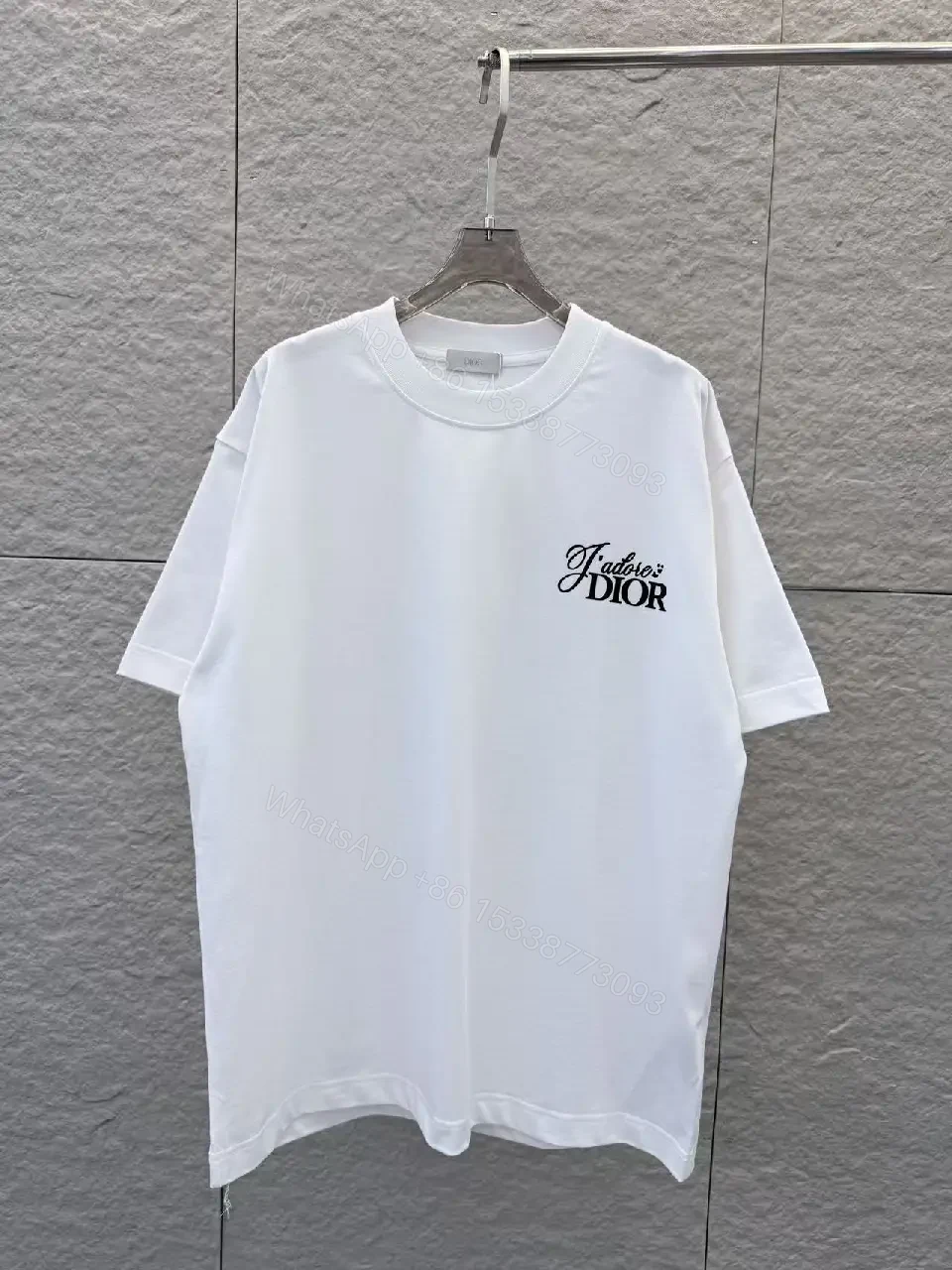View 5 of Minimalist White Tee with Dior Script—Effortless Everyday Luxe