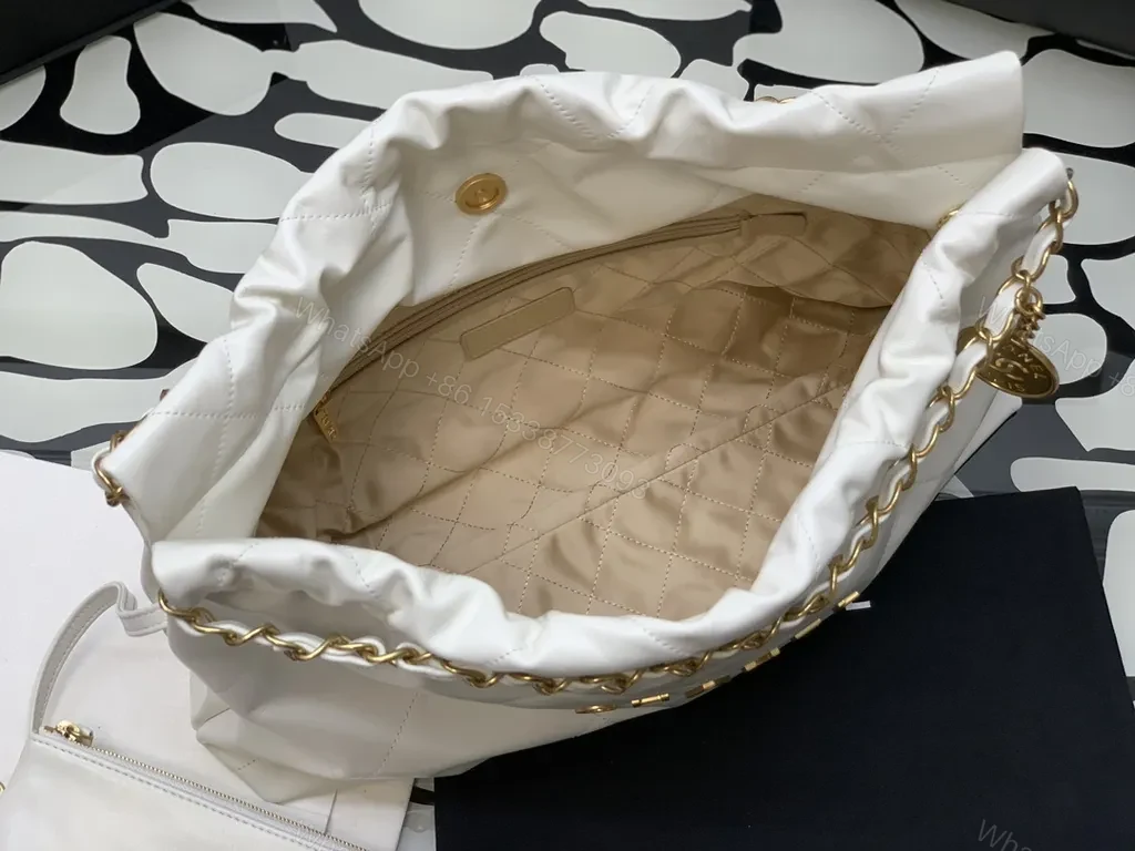 View 2 of Gold-Chain Quilted Chanel-Inspired Shoulder Bag