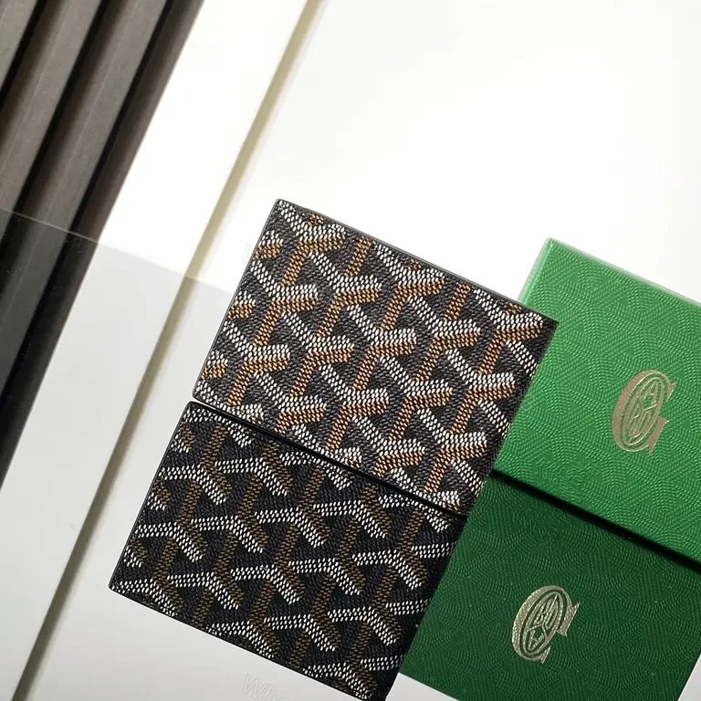 View 2 of Structured Patterned Wallet: Goyard-Inspired Texture, Luxury Style