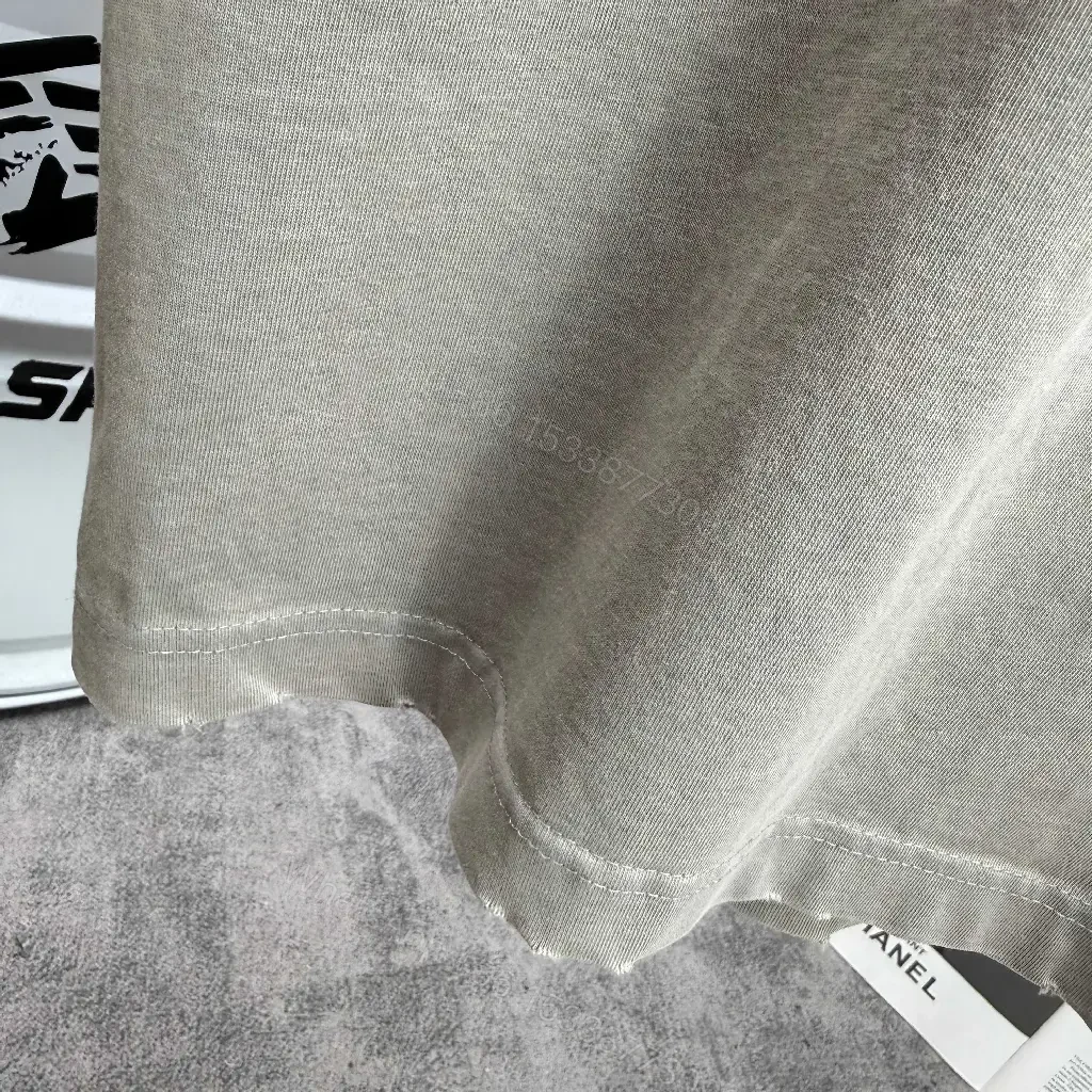 View 7 of Grey Cotton Blend Relaxed Tee with Subtle Logo