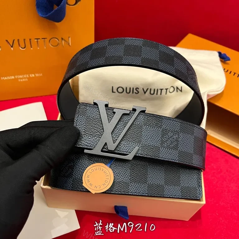 View 4 of Checkerboard LV Belt: Luxe Leather, Signature Buckle, Unisex