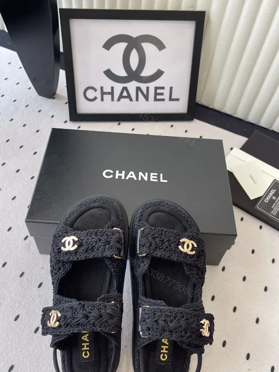 View 7 of Lux Knit Sandals: Black Knit + Gold Emblem, Open-Toe Comfort