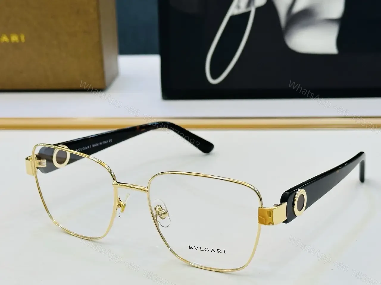 View 4 of Titanium Frame Eyewear: Two-Tone, Oversized Square Glasses