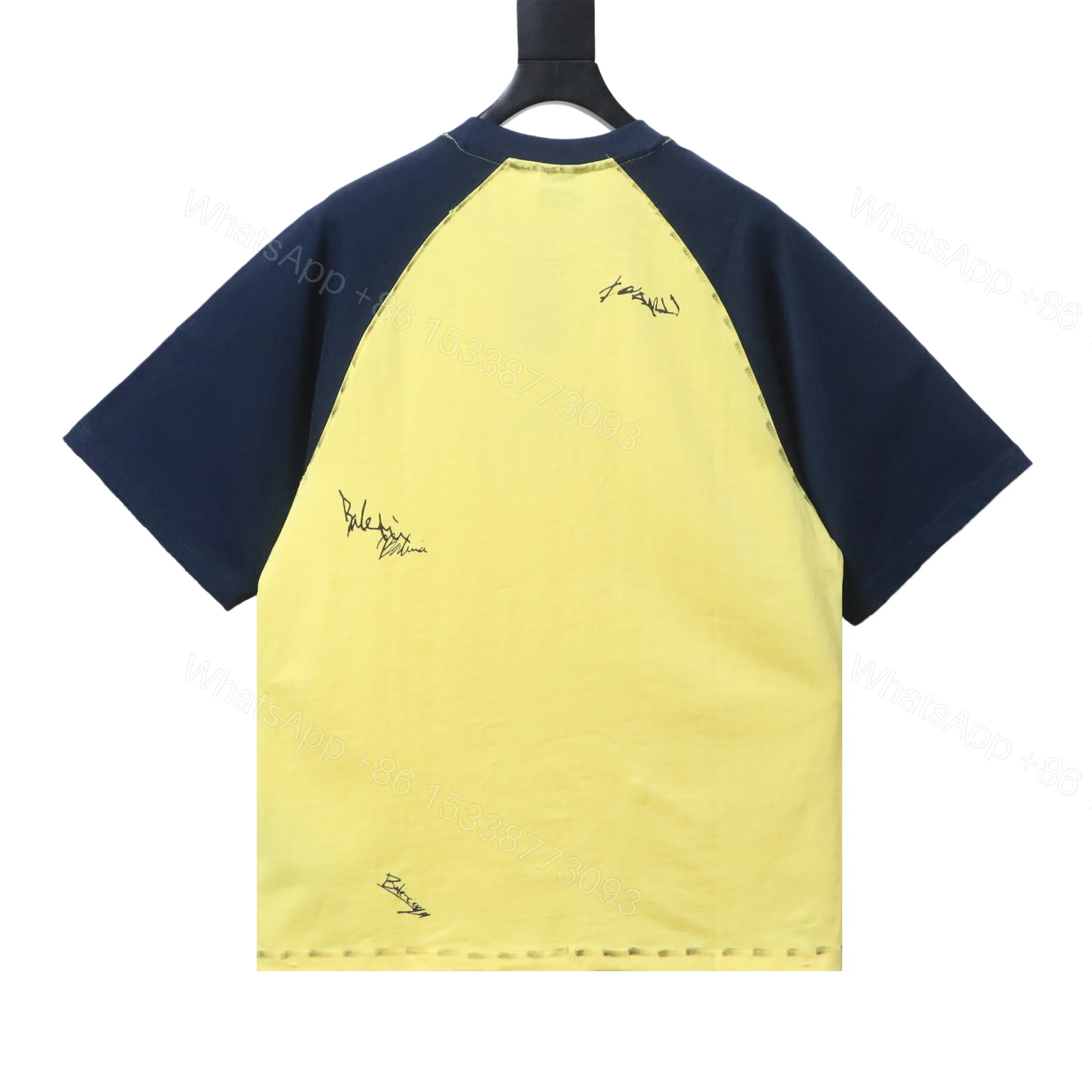 Balenciaga Clothes 26SS Signature Letter Print Raglan Short Sleeve T-Shirt yellow — view 2