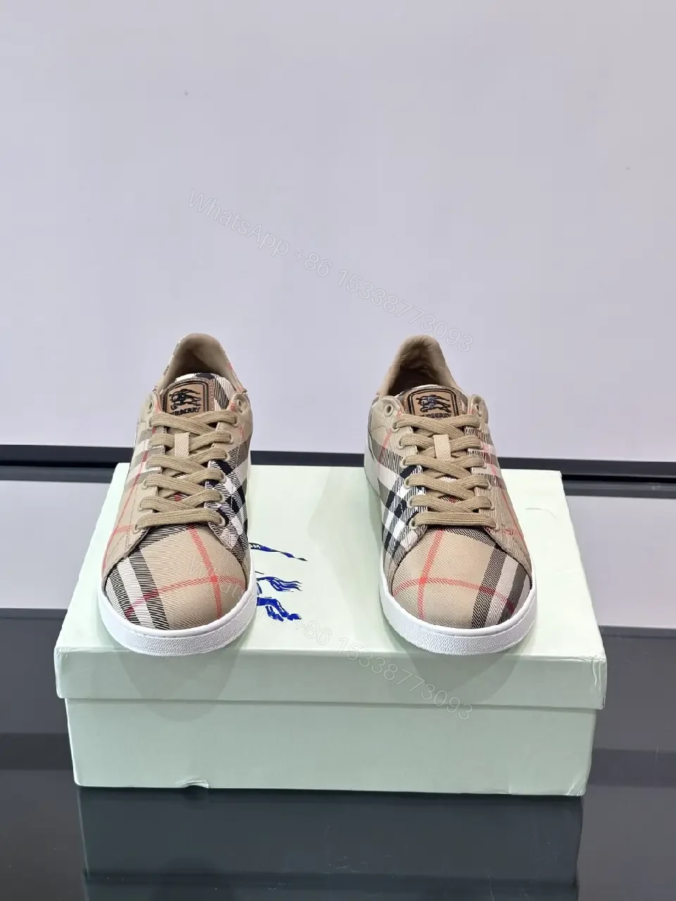 View 3 of Plaid Plush Comfort Low-Top Sneakers with Signature Check