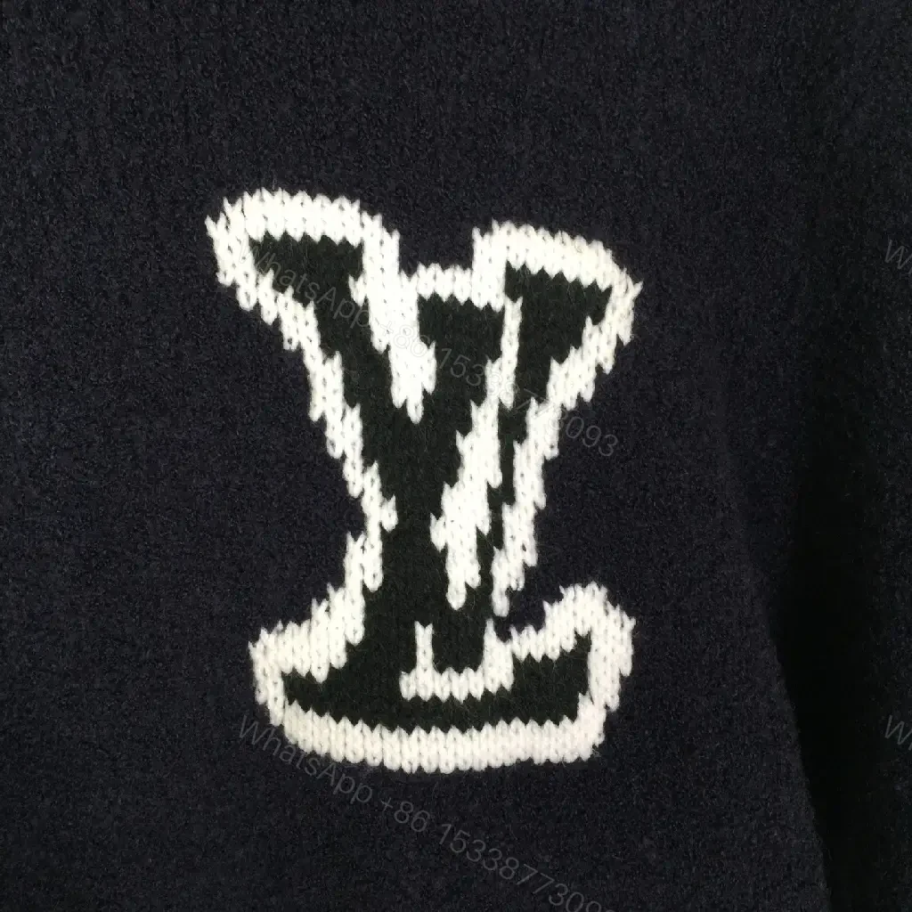 View 9 of Navy Knit Logo Sweater — Luxe Casual Knitwear, Regular Fit