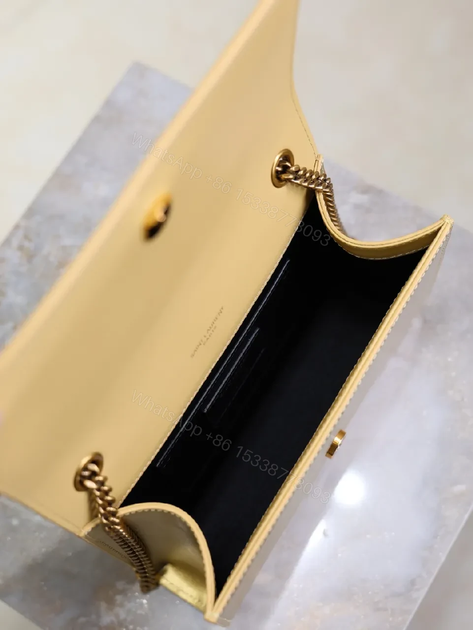 View 4 of Gold Leather Clutch, YSL-Style, Compact Luxury Carry